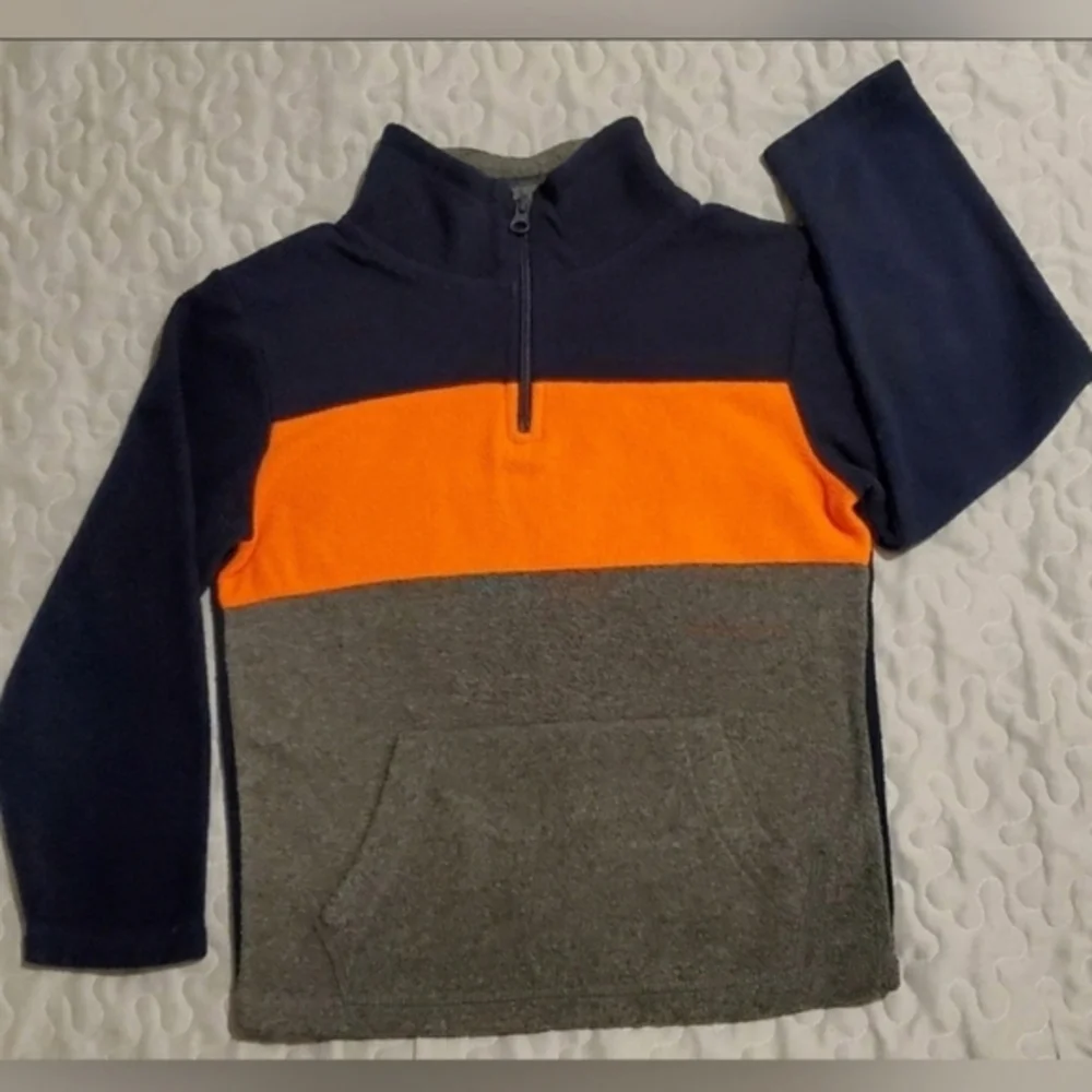 The Childrens Place Boys Quarter Zip Fleece Sweater Blue‎ Gray  Size 5/6 Small
